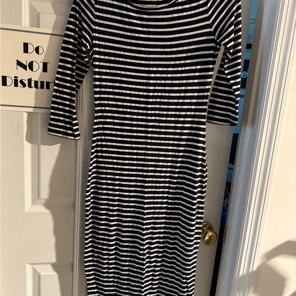 Black & White Striped Women’s Midi Dress